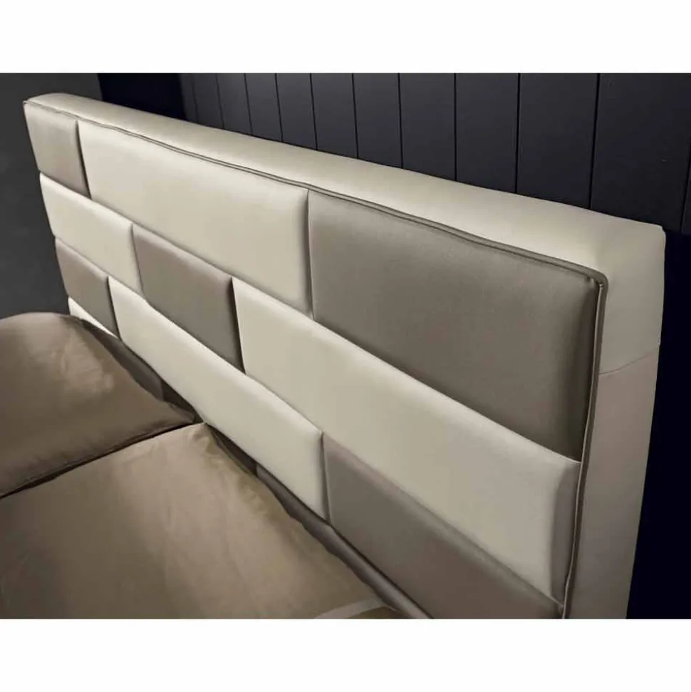 Letto matrimoniale in ecopelle con box contenitore 160x190/200 cm Gin