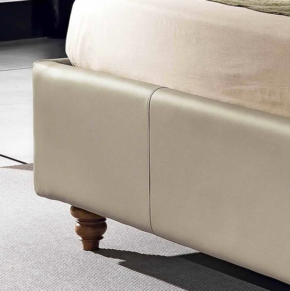 Letto matrimoniale in ecopelle con box contenitore 160x190/200 cm Gin