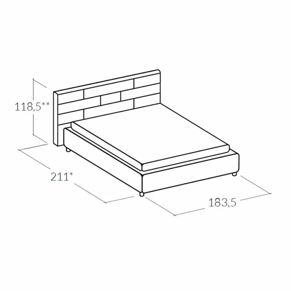 Letto matrimoniale in ecopelle con box contenitore 160x190/200 cm Gin