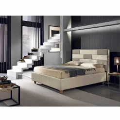 Letto matrimoniale in ecopelle con box contenitore 160x190/200 cm Gin