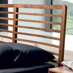 Letto matrimoniale in noce massello, made in Italy, Didimo