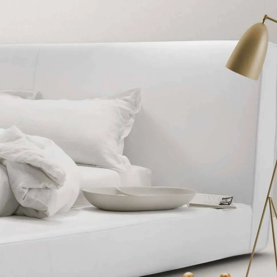 Letto matrimoniale in pelle imbottito Long Island made Italy