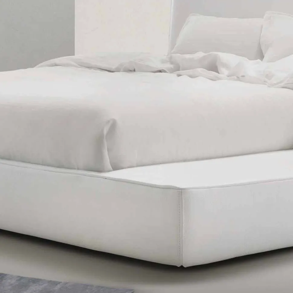 Letto matrimoniale in pelle imbottito Long Island made Italy