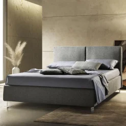 Letto Matrimoniale in Tessuto o Velluto con Contenitore Made in Italy - Ernesto