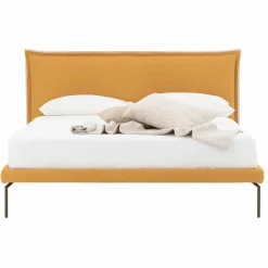 Letto Matrimoniale in Tessuto con Piedini in Metallo Made in Italy - Glorio