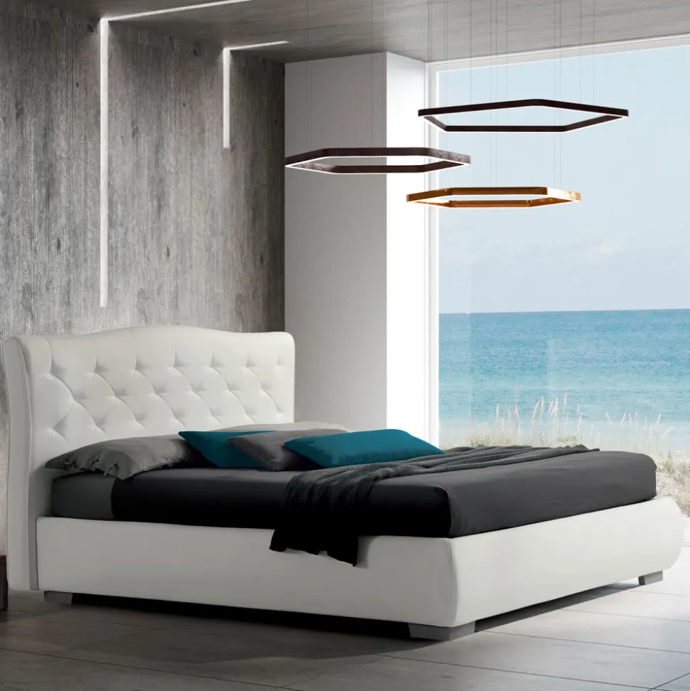 Letto Matrimoniale Moderno con Box e Testata Trapuntata - Londra