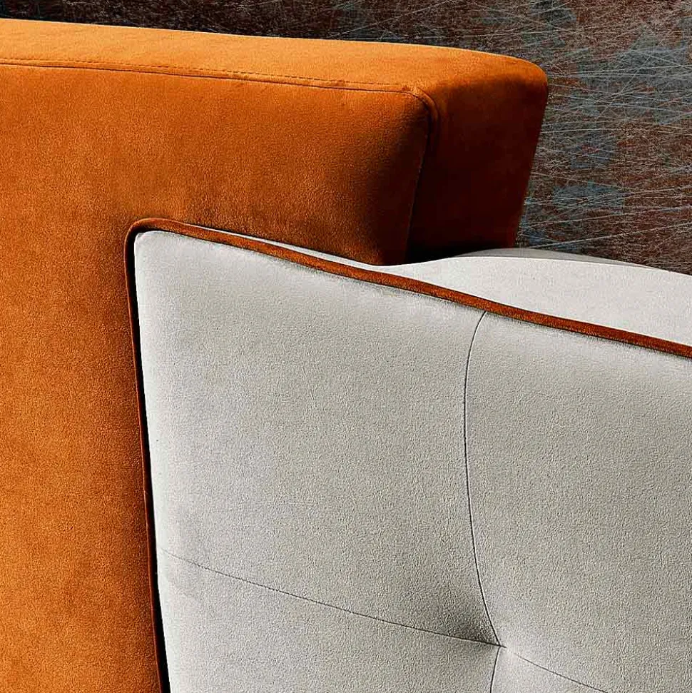 Letto Matrimoniale Moderno Design in Velluto Grigio e Arancione - Plorifon