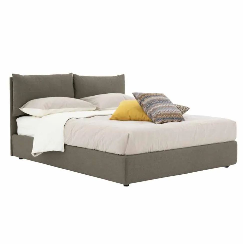Letto Matrimoniale Rivestito in Tessuto con Piedini Neri Made in Italy - Bandola