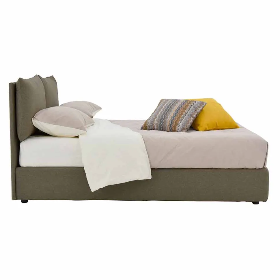 Letto Matrimoniale Rivestito in Tessuto con Piedini Neri Made in Italy - Bandola