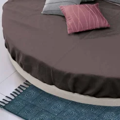 Letto Matrimoniale Rotondo di Design Rivestito in Tessuto, Made in Italy - Rello
