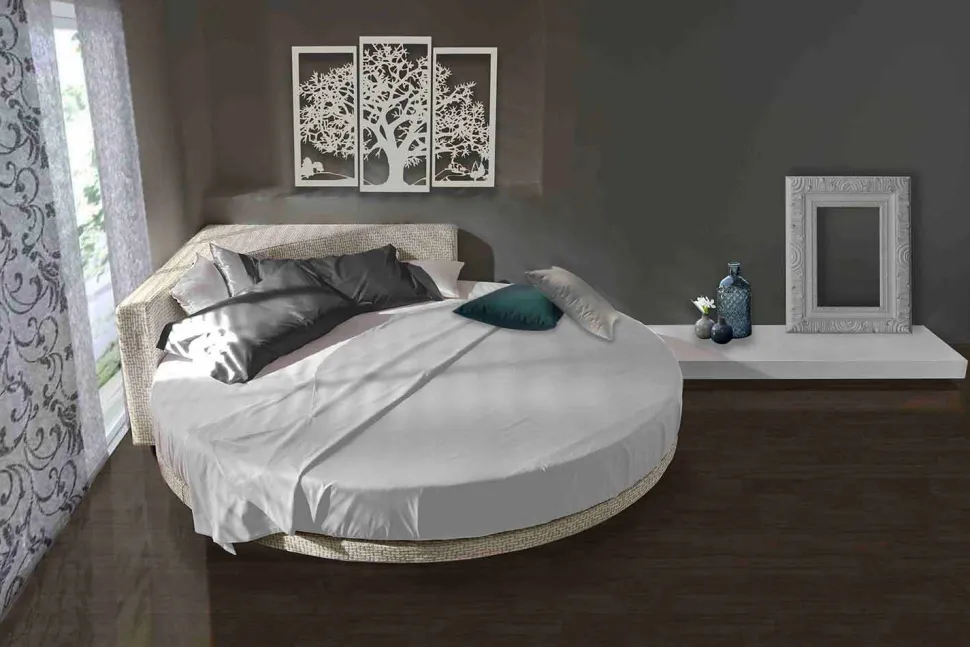 Letto Matrimoniale Rotondo Moderno con Testiera Angolare Made in Italy - Tima
