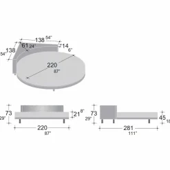 Letto Matrimoniale Rotondo Moderno con Testiera Angolare Made in Italy - Tima