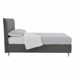 Letto Matrimoniale Tessuto Sfoderabile, Piedini in Legno Made in Italy - Tampa