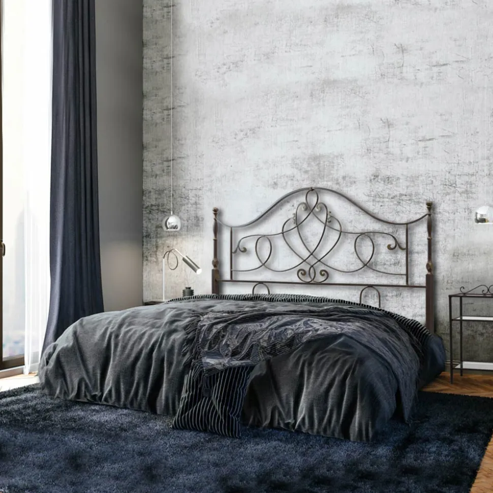 Letto Matrimoniale Testata in Ferro Tubolare Marrone Anticato Oro - Taglia