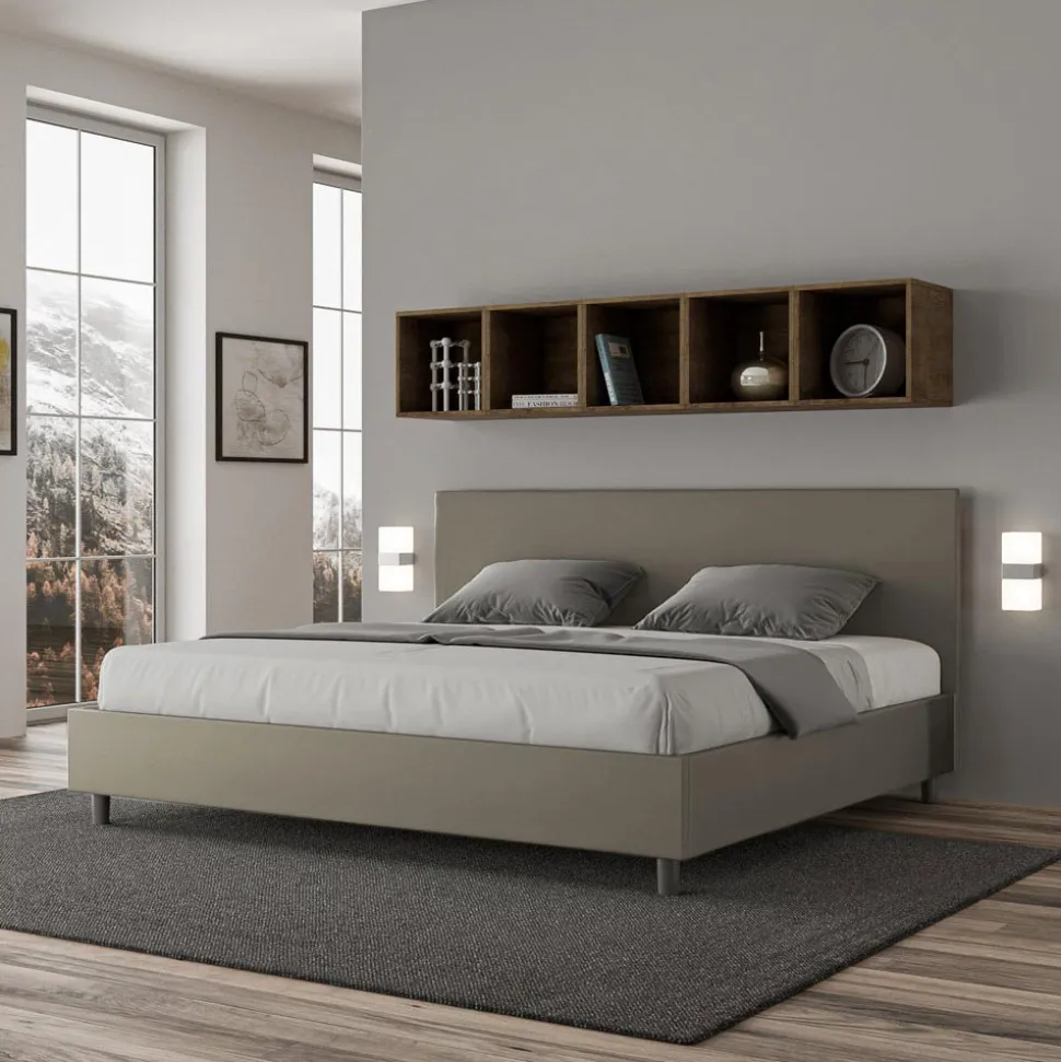 Letto Matrimoniale 200x200 cm con Testata in Similpelle Made in Italy - Pallone