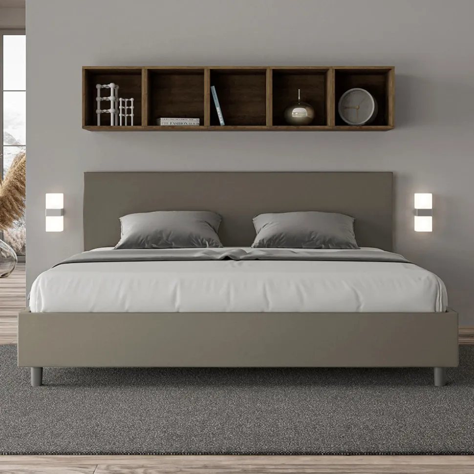 Letto Matrimoniale 200x200 cm con Testata in Similpelle Made in Italy - Pallone