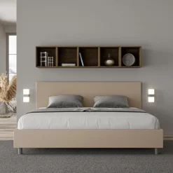Letto Matrimoniale 200x200 cm con Testata in Similpelle Made in Italy - Pallone
