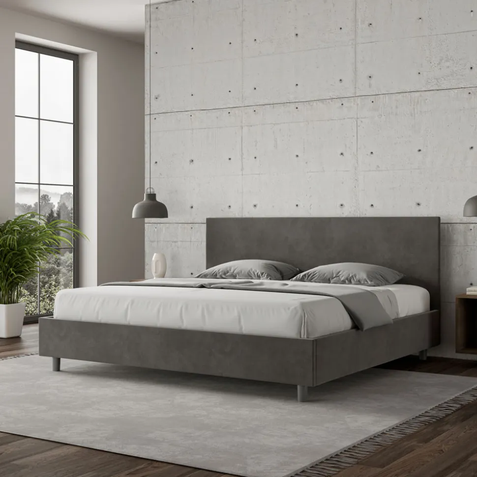 Letto Matrimoniale 190x200 cm con Testata in Microfibra Made in Italy - Pallone