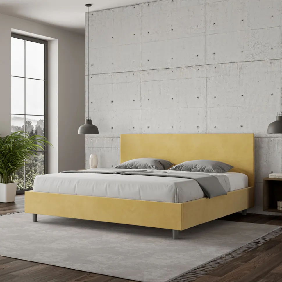 Letto Matrimoniale 190x200 cm con Testata in Microfibra Made in Italy - Pallone