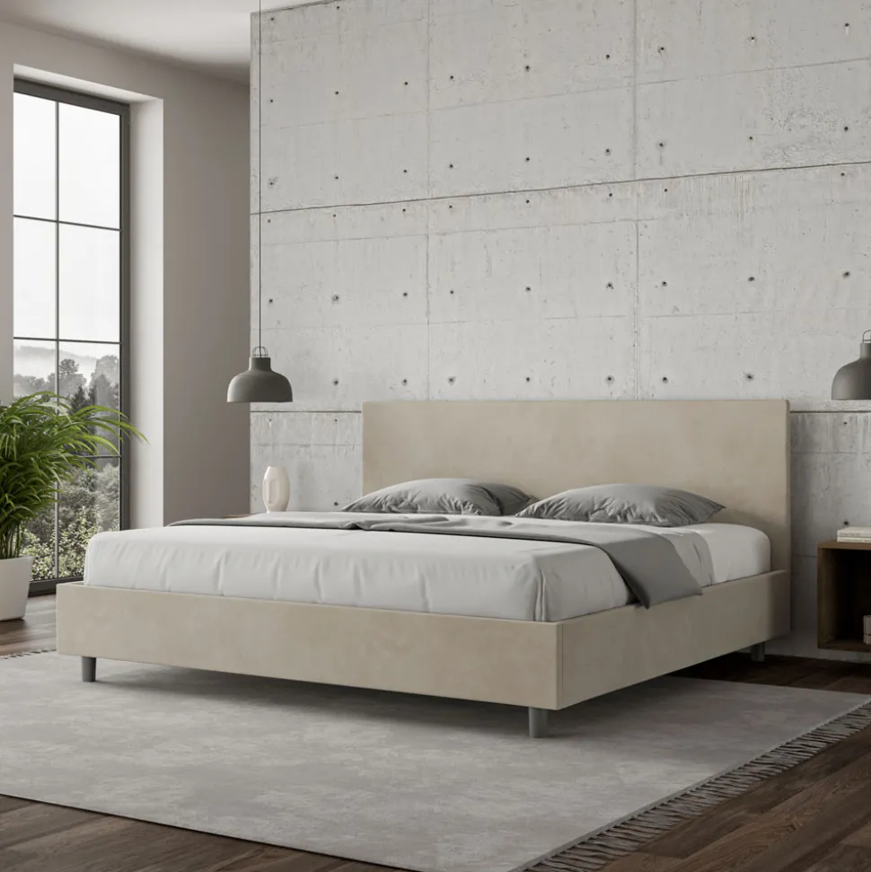Letto Matrimoniale 180x200 cm con Testata in Microfibra Made in Italy - Pallone