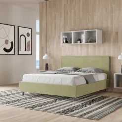 Letto Matrimoniale 160x200 cm con Testata in Microfibra Made in Italy - Pallone