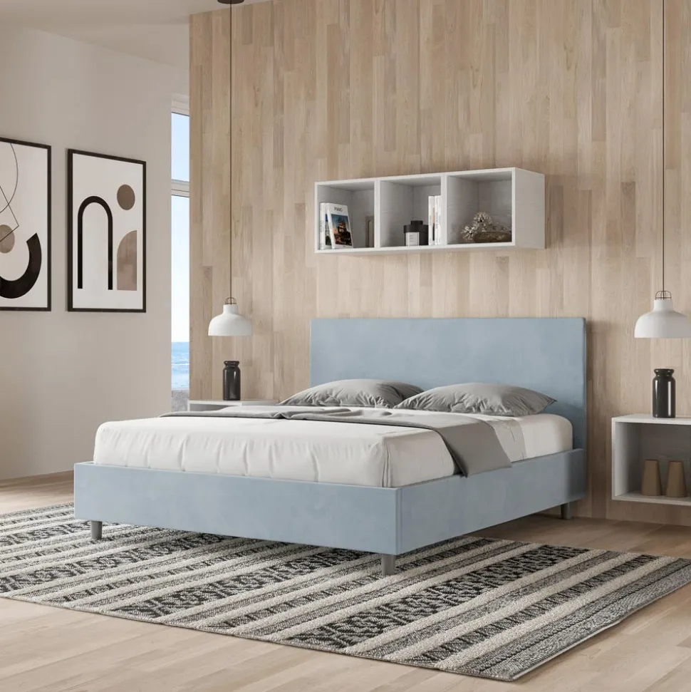 Letto Matrimoniale 160x200 cm con Testata in Microfibra Made in Italy - Pallone
