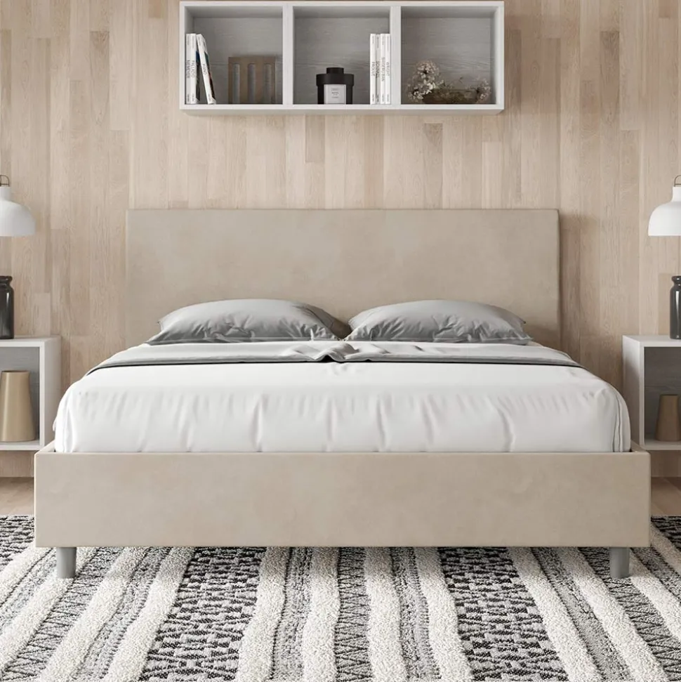 Letto Matrimoniale 160x200 cm con Testata in Microfibra Made in Italy - Pallone