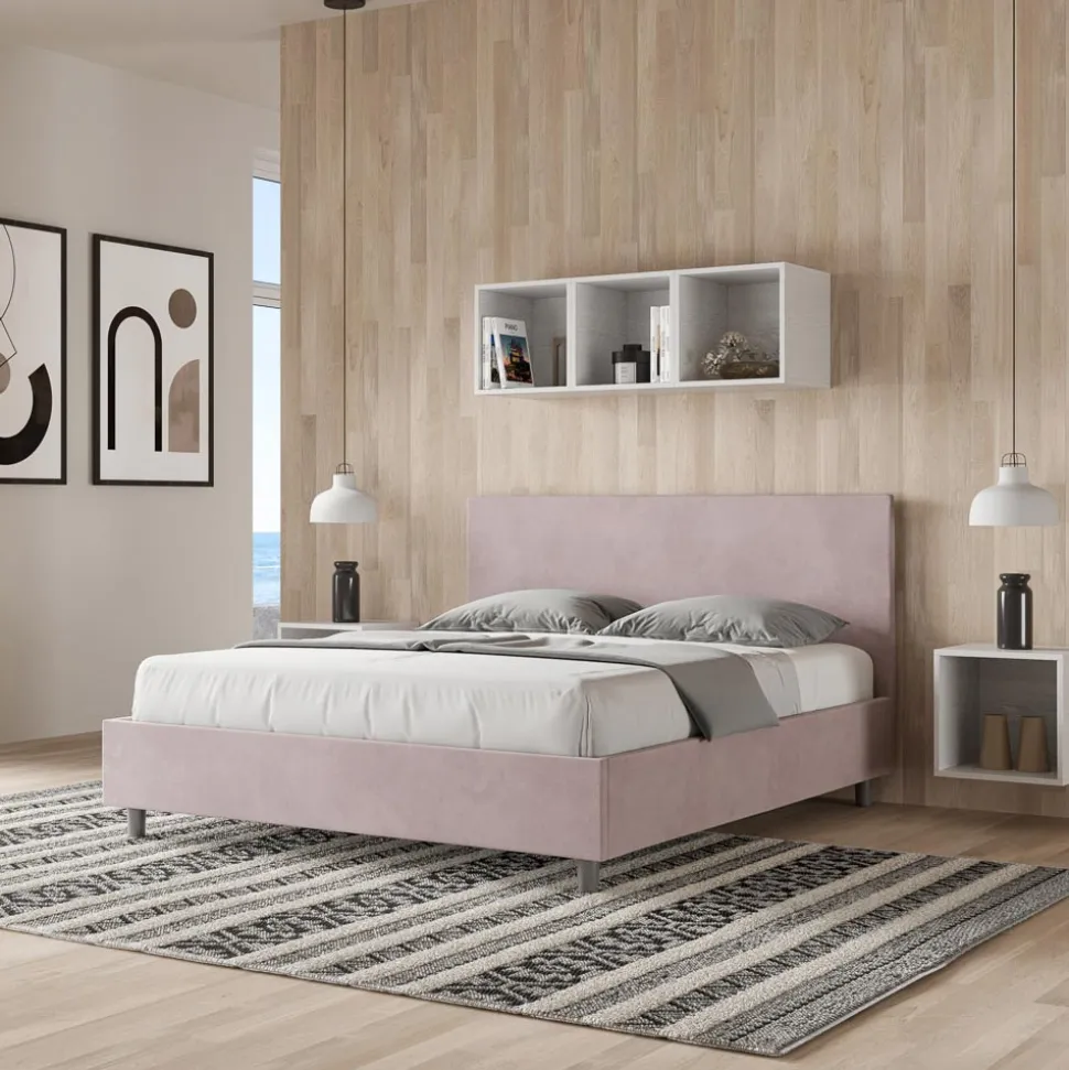 Letto Matrimoniale 160x200 cm con Testata in Microfibra Made in Italy - Pallone