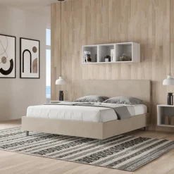 Letto Matrimoniale 160x200 cm con Testata in Microfibra Made in Italy - Pallone