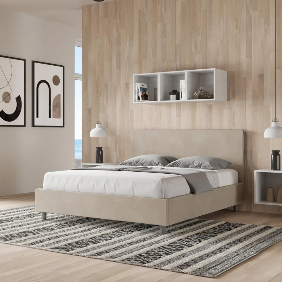 Letto Matrimoniale 160x200 cm con Testata in Microfibra Made in Italy - Pallone