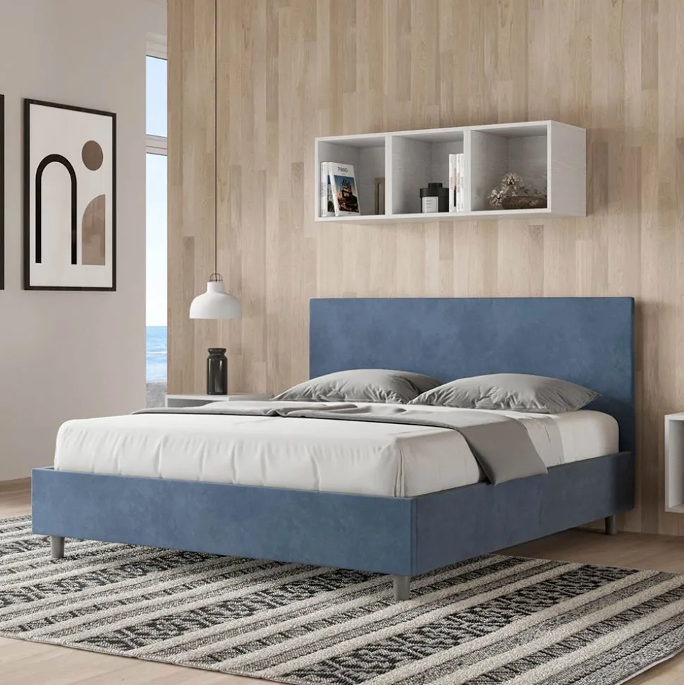 Letto Matrimoniale 160x200 cm con Testata in Microfibra Made in Italy - Pallone