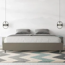 Letto Matrimoniale 180x200 cm e Rivestito in Similpelle Made in Italy - Atleta