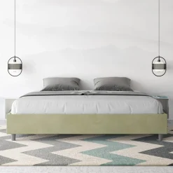 Letto Matrimoniale 200x200 cm Rivestito in Microfibra Made in Italy - Atleta