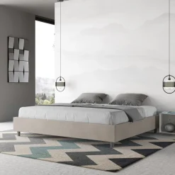 Letto Matrimoniale 200x200 cm Rivestito in Microfibra Made in Italy - Atleta