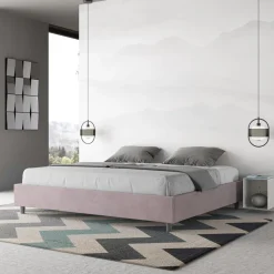 Letto Matrimoniale 200x200 cm Rivestito in Microfibra Made in Italy - Atleta
