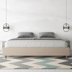 Letto Matrimoniale 200x200 cm Rivestito in Similpelle Made in Italy - Atleta