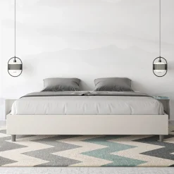 Letto Matrimoniale 200x200 cm Rivestito in Similpelle Made in Italy - Atleta