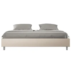 Letto Matrimoniale 200x200 cm Rivestito in Similpelle Made in Italy - Atleta