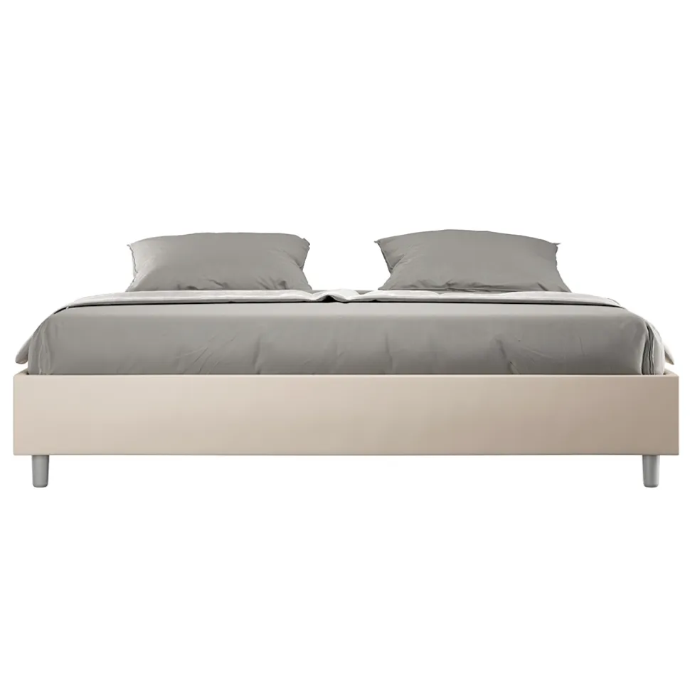 Letto Matrimoniale 200x200 cm Rivestito in Similpelle Made in Italy - Atleta