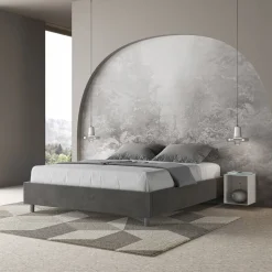 Letto Matrimoniale 160x200 cm Rivestito in Microfibra Made in Italy - Atleta