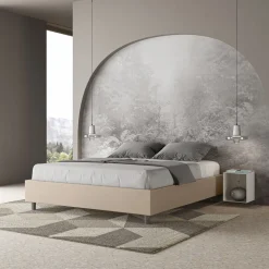 Letto Matrimoniale 160x200 cm Rivestito in Similpelle Made in Italy - Atleta
