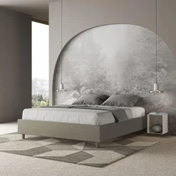 Letto Matrimoniale 160x200 cm Rivestito in Similpelle Made in Italy - Atleta