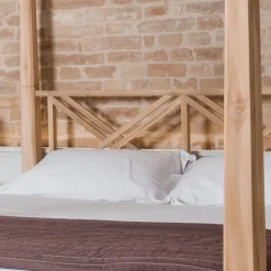 Letto Matrimoniale 180x200 con Baldacchino in Legno Teak Massello - Tempera