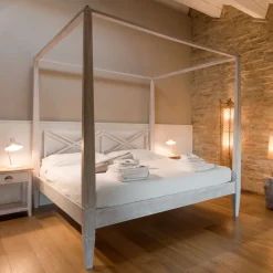 Letto Matrimoniale 160x200 con Baldacchino in Legno Teak Massello - Acquarello