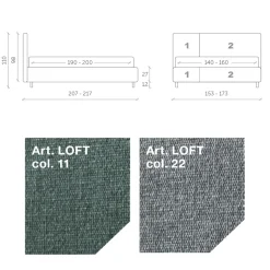 Letto Matrimoniale 160x190 con Finitura Bicolore Asimmetrica - Jasmine