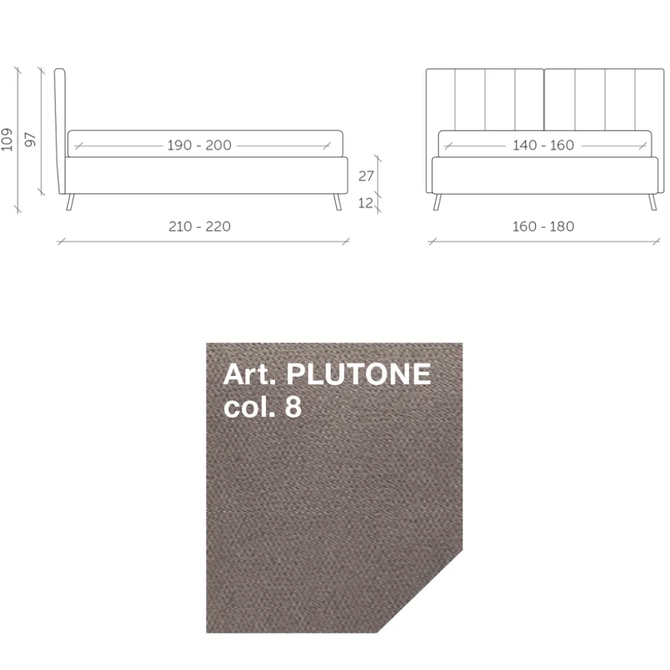 Letto Matrimoniale 160x190 con Imbottitura con Profili Cordonati Verticali - Nices