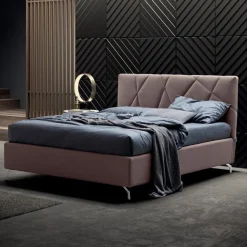 Letto Matrimoniale 160x190 con Lavorazione a Trapuntatura Geometrica - Ciottolino