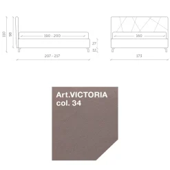 Letto Matrimoniale 160x190 con Lavorazione a Trapuntatura Geometrica - Ciottolino