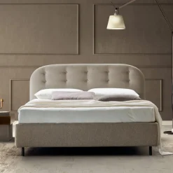 Letto Matrimoniale 160x190 con Linee Ricurve e Bottoni Made in Italy - Oriente