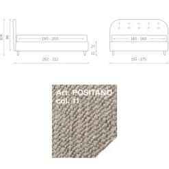 Letto Matrimoniale 160x190 con Linee Ricurve e Bottoni Made in Italy - Oriente